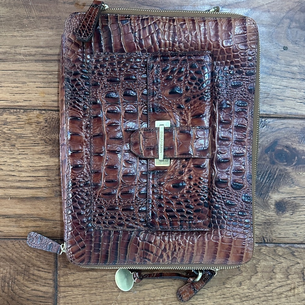 Brahmin Brown Croc-Embossed Leather bag